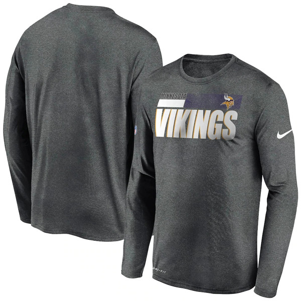 Minnesota Vikings 2020 Grey Sideline Impact Legend Performance Long Sleeve NFL T-Shirt (All Size)